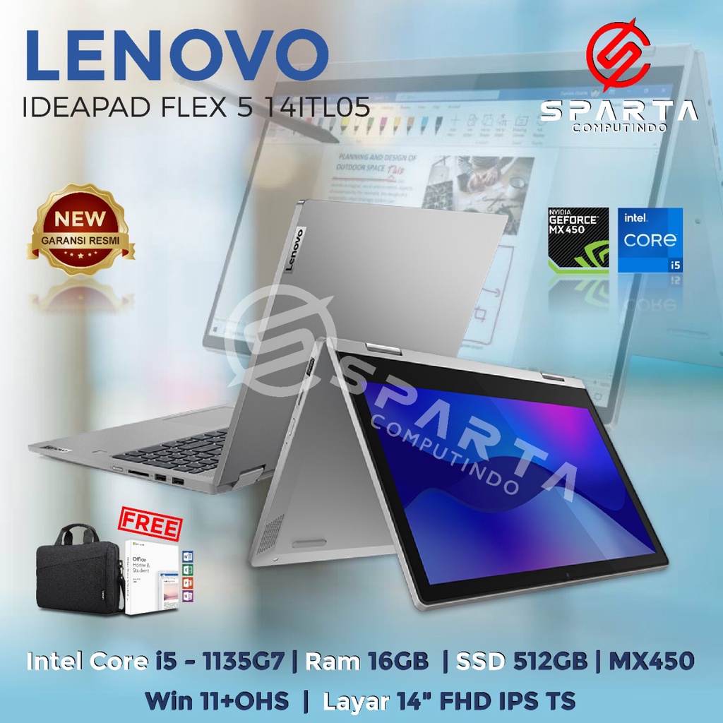 Laptop Lenovo IdeaPad Flex 5 14ITL05 Core i5 Gen 11 New Garansi Resmi