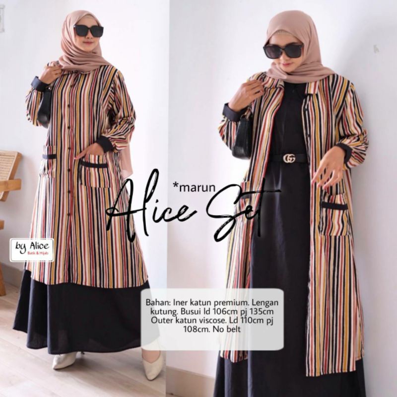 ALICE SET / SETELAN GAMIS PREMIUM / SET DRESS WANITA MURAH / SETELAN CARDIGAN WANITA