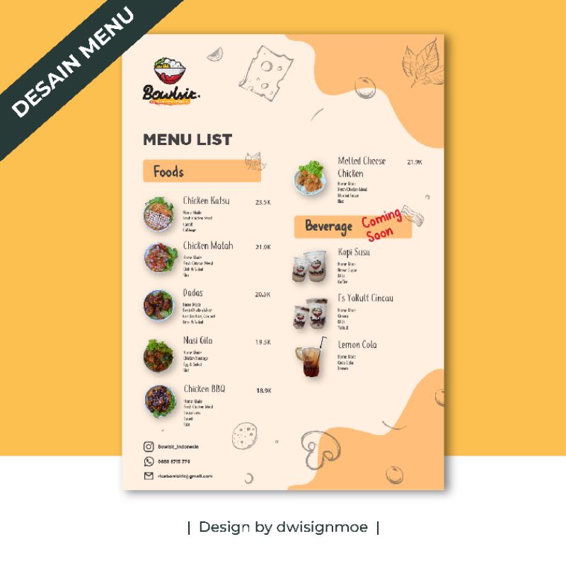DESAIN DAFTAR MENU MAKANAN / MENU RESTO / LIST MAKANAN / POSTER & FLYER MENU MAKANAN (DESAIN ONLY)