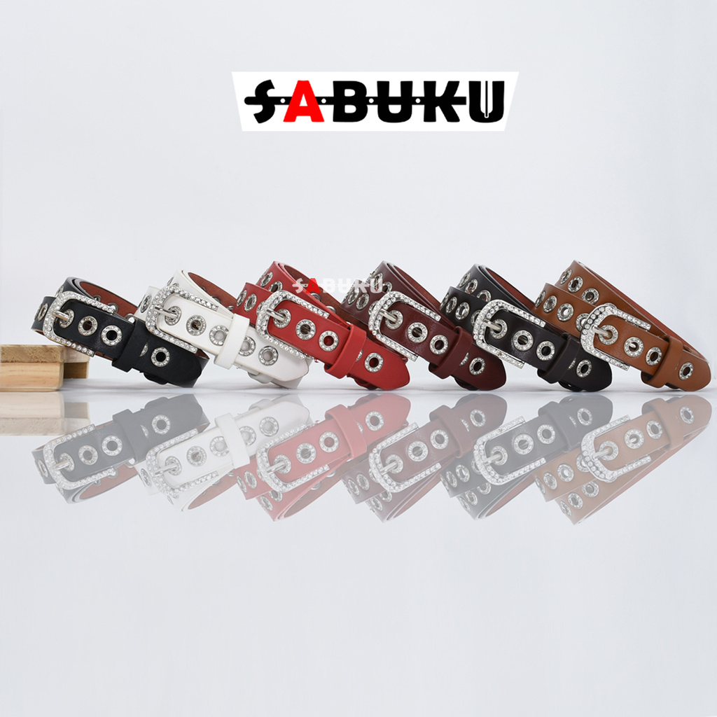 Ikat Pinggang Kulit dengan Gesper Single Eyelet Grommet untuk Wanita Gaya Korea - 026