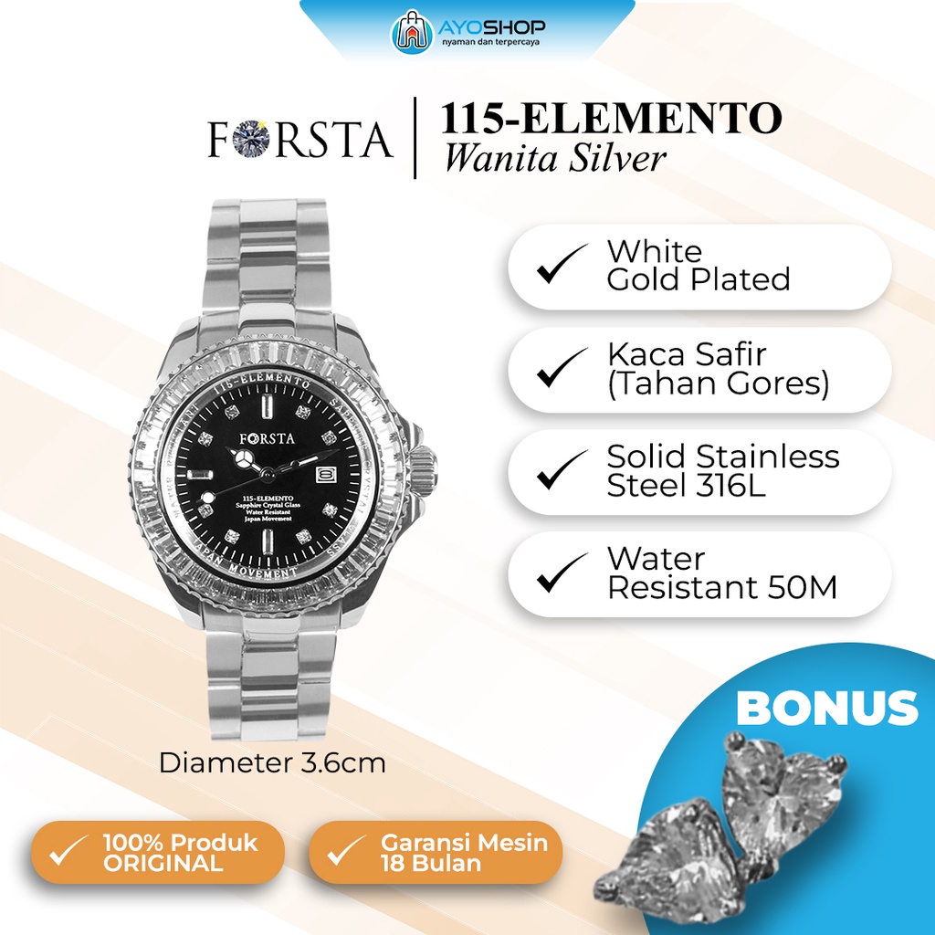Jam Tangan Wanita Forsta Elemento Woman Silver