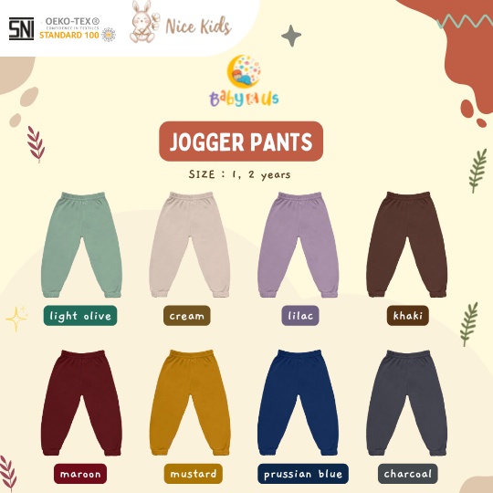 Nice Kids Jogger Pants Kaos - Celana Panjang Jogger 1, 2 tahun