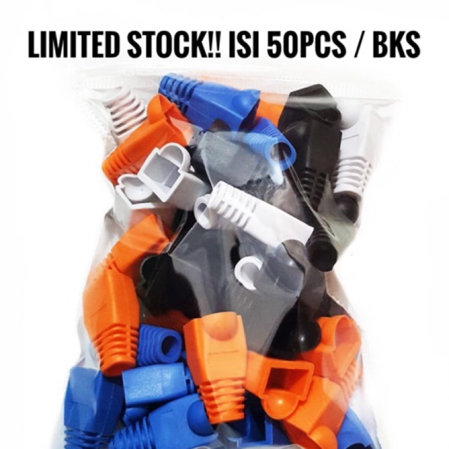 1 Bungkus 50 pcs Plug Boot RJ45 Konektor RJ45 / Pelindung RJ45 / Karet Konektor RJ45