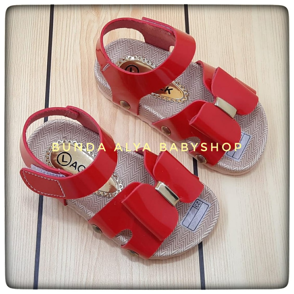 Sandal Anak Perempuan Usia 6 7 Tahun Size 32 - 33 Pita - Sepatu Sendal Anak Cewek Alas Karet Anti Licin MERAH