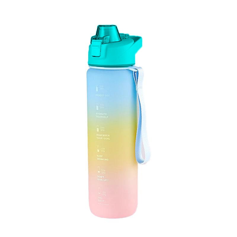 HOKO Botol Minum Tumbler Olahraga Sport Unik FREE Stiker 2D+3D / Botol Motivasi 1000ML / Botol Penanda Gradient Gradasi 1 LITER-6