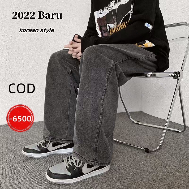 S M L XL XXL XXL UKURAN ALL SIZE // Celana pria korean style loose pants celana hitam celana jeans c