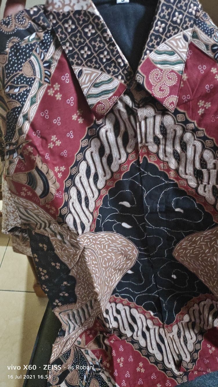Kemeja Batik Solo Premium Pria Casual Kombinasi Lengan Panjang Lapis Furing Katun Jogja Alisan Bm08