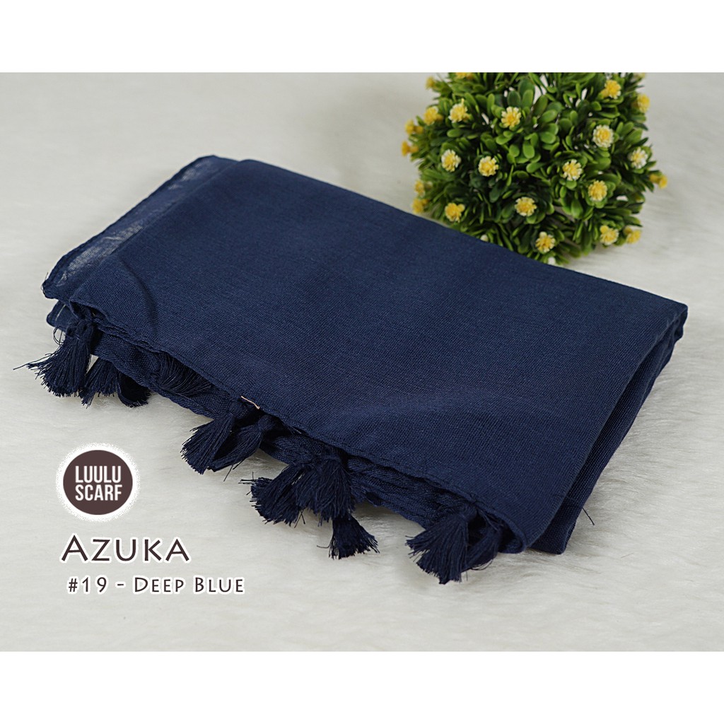 Pashmina Polos Tassel bahan Paris Viscose - AZUKA by Luulu Scarf-#19 - Deep Blue