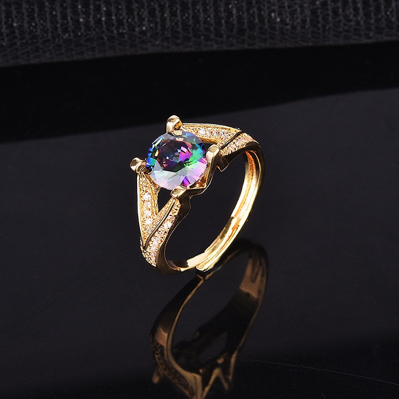 pt950 emas laser warna-warni berlian wanita cincin kawin perhiasan disesuaikan