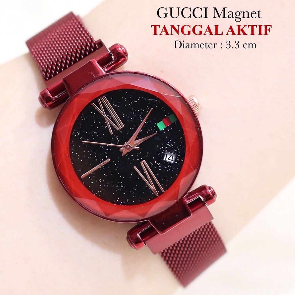 Jam tangan magnet wanita rantai model pasir magnet tanggal aktif ready stock