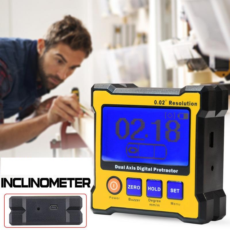 LCD Alat Ukur Derajat Busur & Kemiringan Objek - Sumbu Ganda - Promo