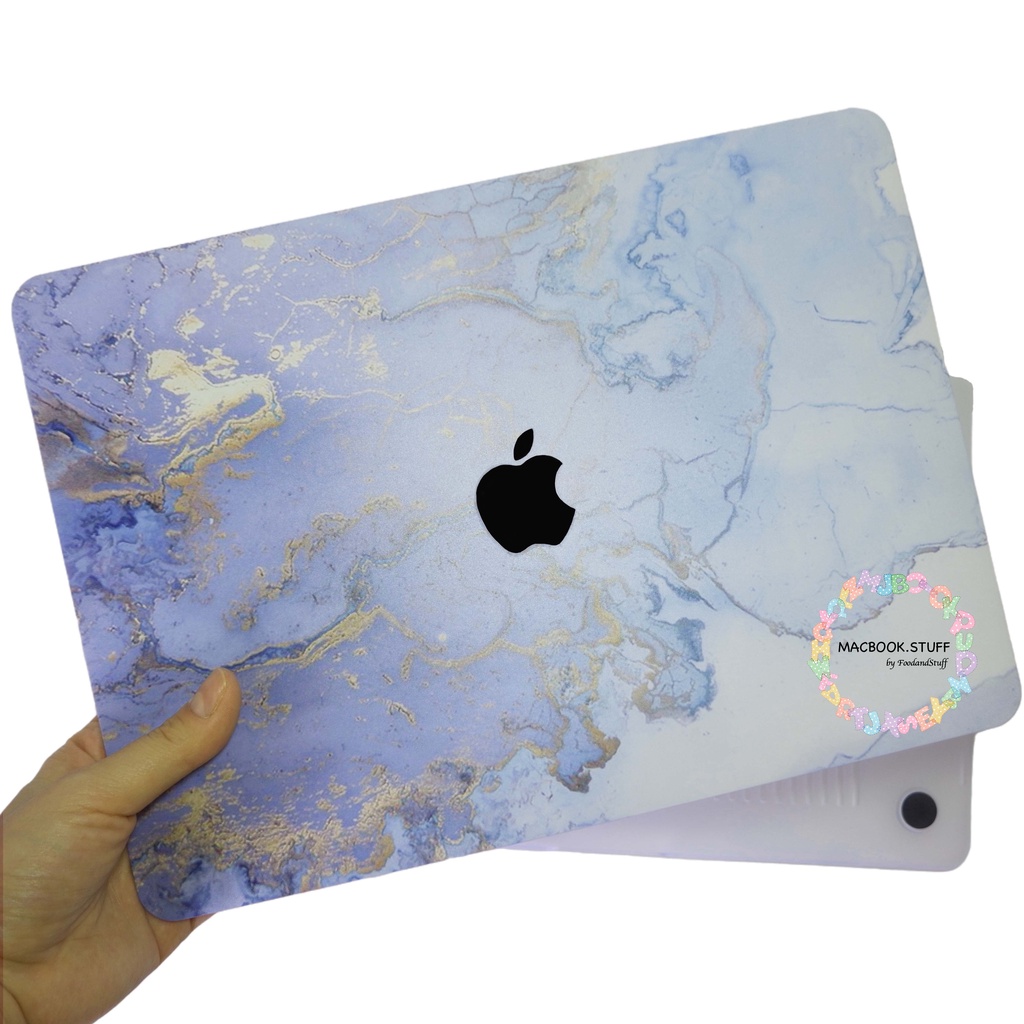 MACBOOK Case  DRW MARBLE BLUE-GOLD EDITION NEW AIR PRO RETINA 11 12 13 14 15 16 INCH NON /  WITH CD ROOM / TOUCHBAR / TOUCH ID / M1 2020 2021 2022