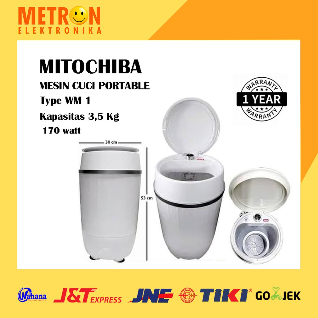 MITOCHIBA WM 1 / MESIN CUCI PORTABLE 3.5 KG 170 WATT / WM1