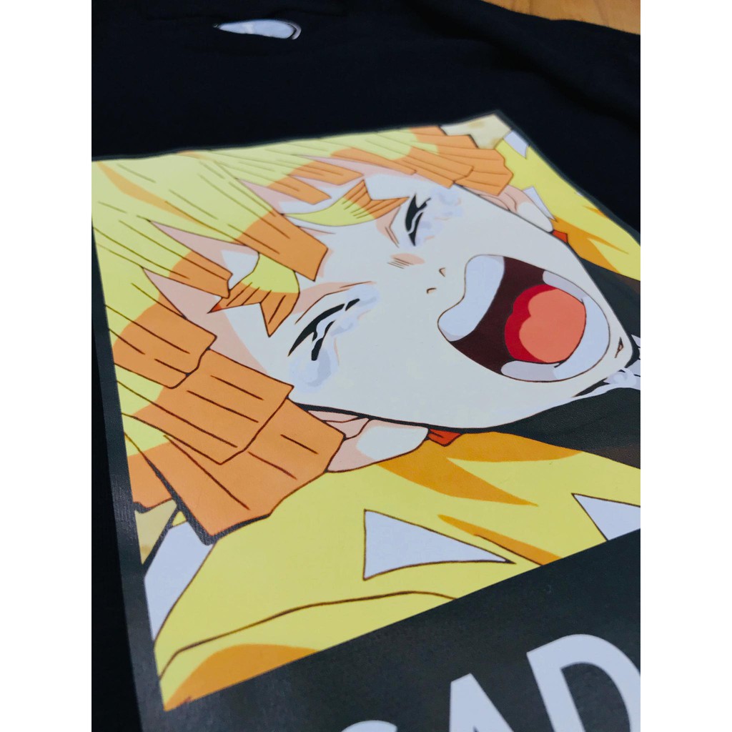 Tshirt Anime Zenitsu Sad Boy Demon slayer Kimetsu No Yaiba