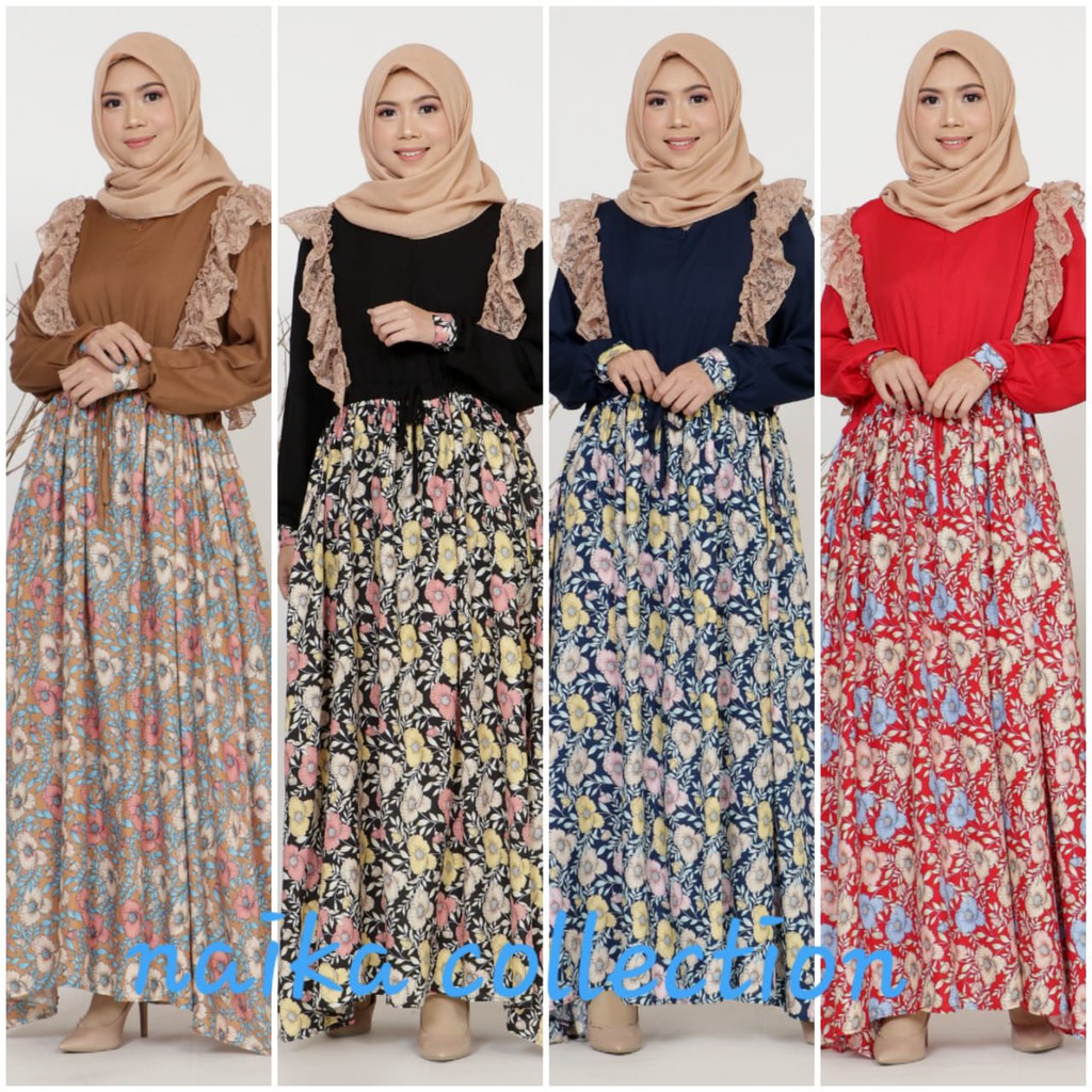 Gamis jumbo bahan rayon rok lebar motif bunga#gamisterkini2022