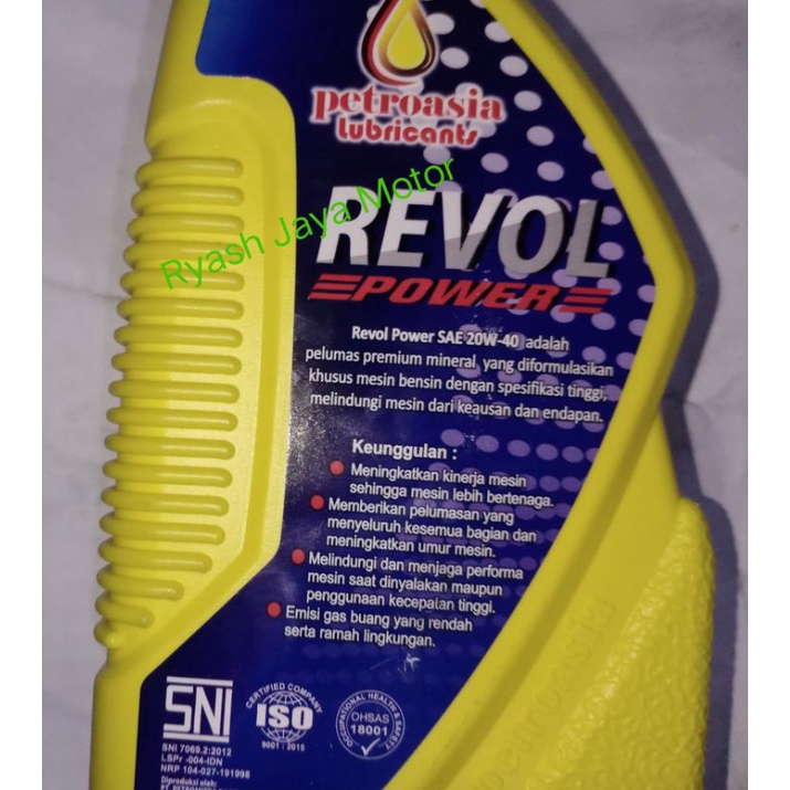 Revol Power Petroasia oli 20-40W 800ml universal for Supra x helm in/Supra x 125/karisma/Supra/Mio series/Xeon/beat/X-Ride/Fino/soul GT/soul GT 125/Spacy/Scoopy/Vario 110 karbu/CBS