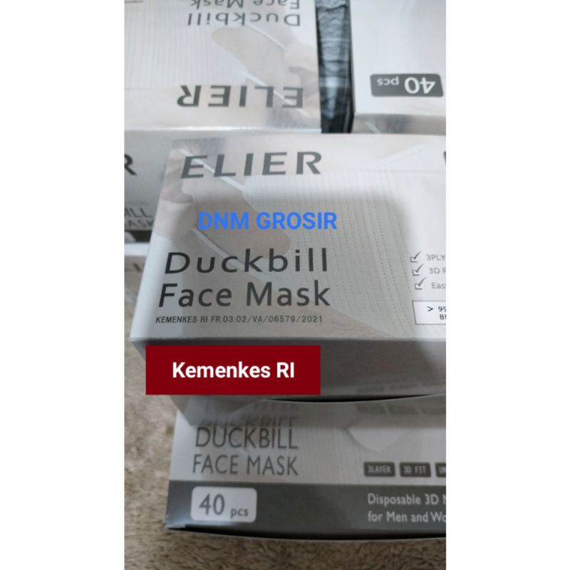 Masker Duckbill Boson Elier Putih Embos Kemenkes isi 40 pcs