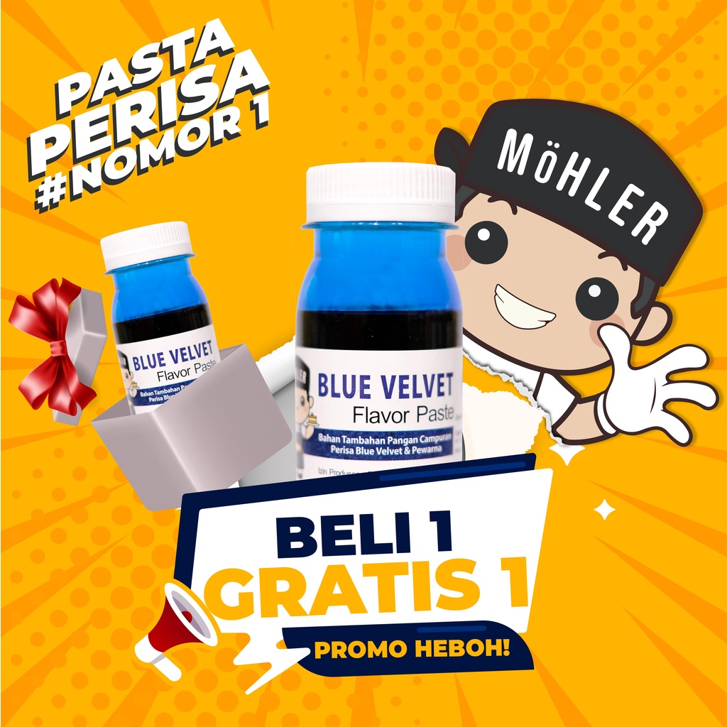 MOHLER Pasta perisa pewarna BLUE VELVET (KLIK KOMBO HEMAT UNTUK  BELI 1 GRATIS 1)