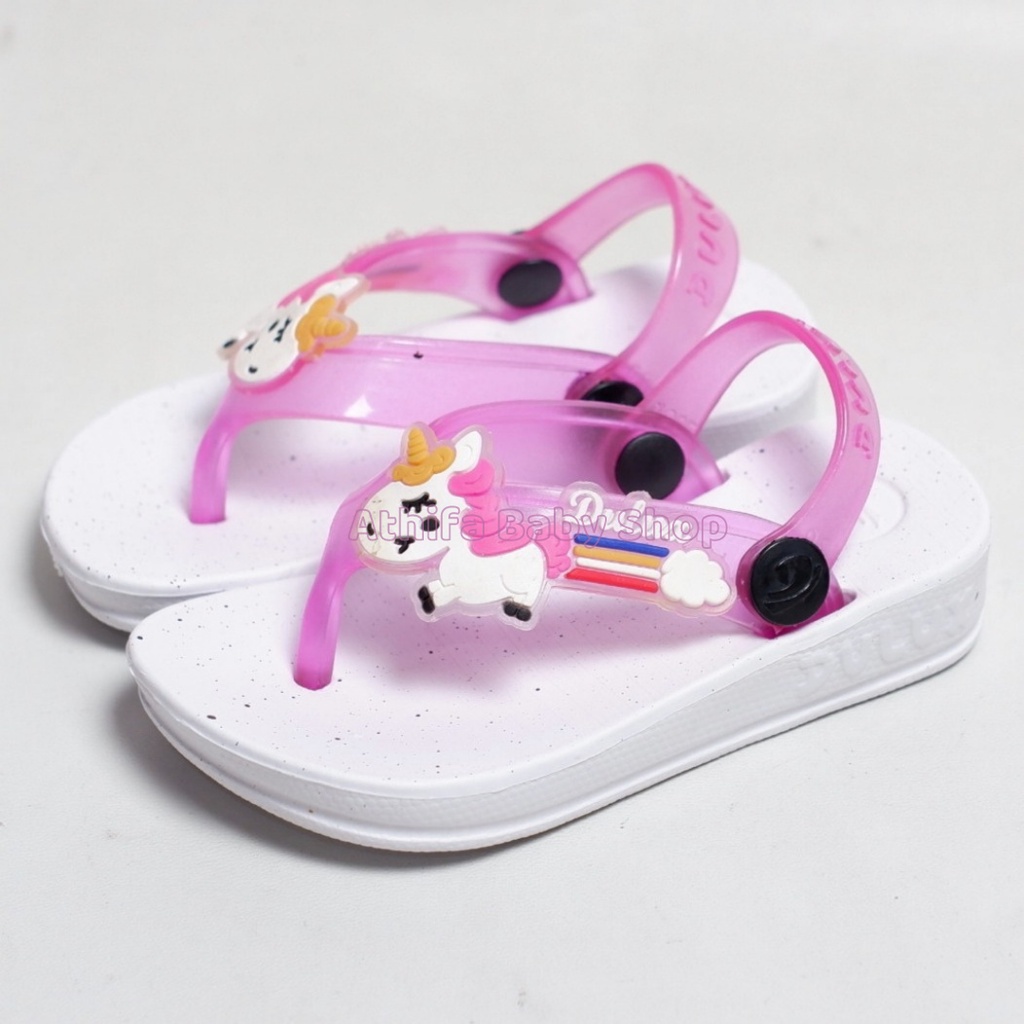 Sandal jepit anak perempuan karakter Unicorn kuda pony poni sendal cewek Usia Bulan 1 2 3 4 Tahun