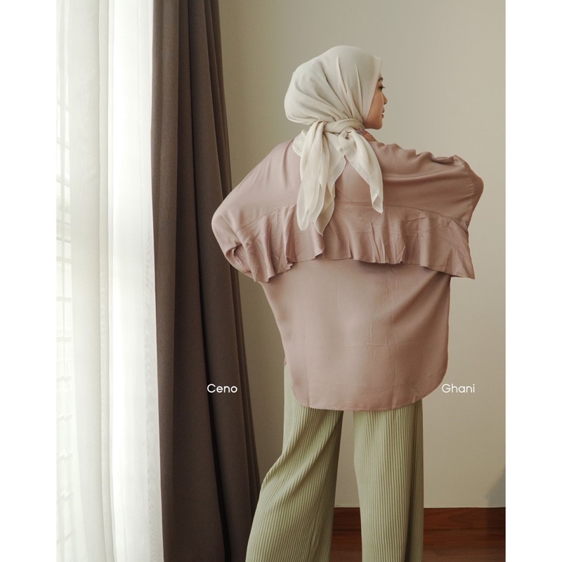 KEMEJA TUNIK TINY RUFFLE TOP SUPER JUMBO BAHAN SHAKILA