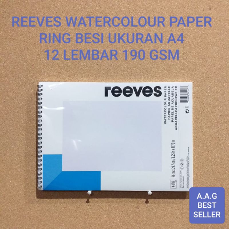 

REEVES WATERCOLOUR PAPER RING BESI UKUEAN A4 ISI 12 LEMBAR 190 GSM