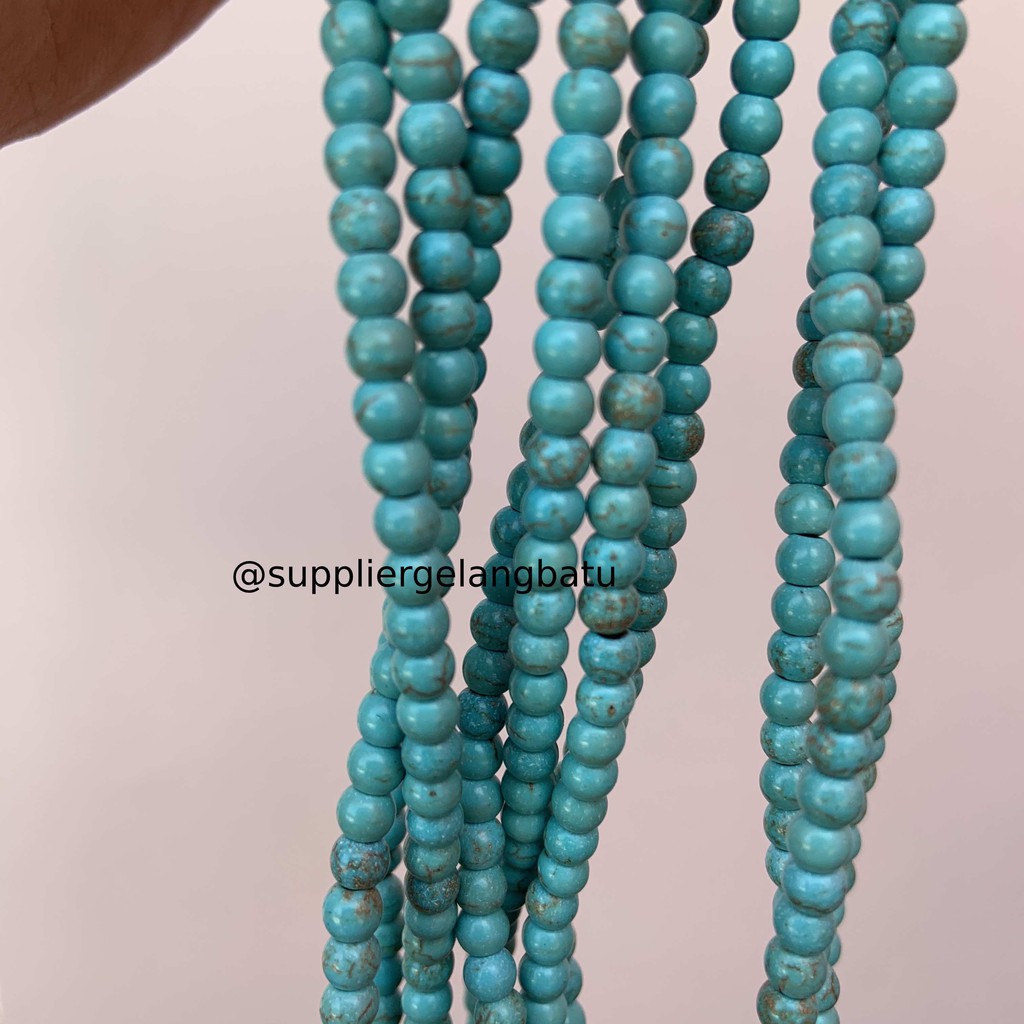 bahan Blue pirus Biru 4mm natural phyrus bahan gelang kalung howlite