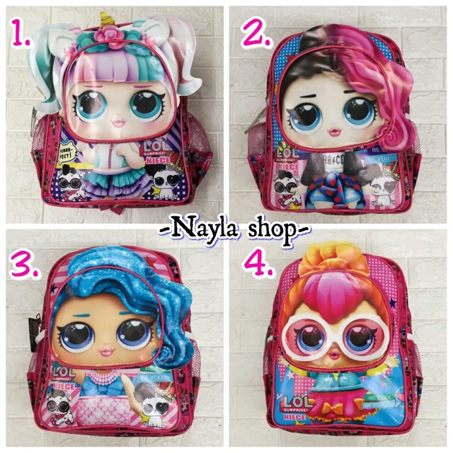 New Tas Ransel Anak Perempuan L.O.L SURPRISE 3D /tas backpack motiif gambar 3D /tas ransel paud