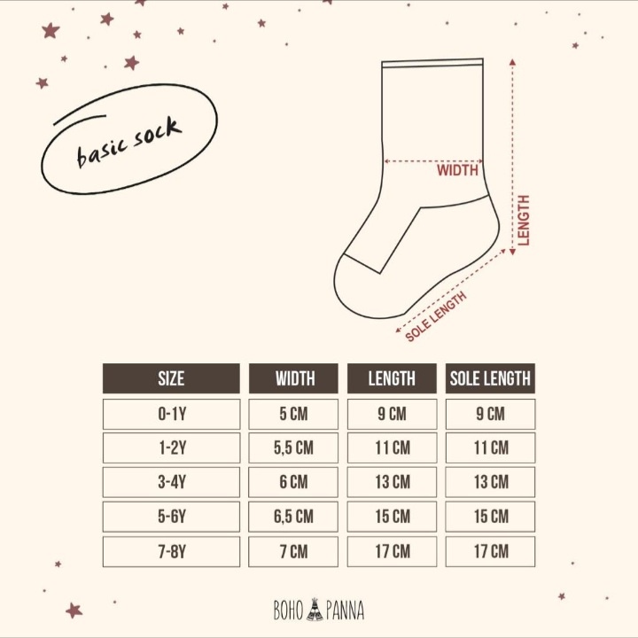 BohoPanna Basic Socks 0-7 Tahun Kaos Kaki Bayi Anak Boho Baby CBKS