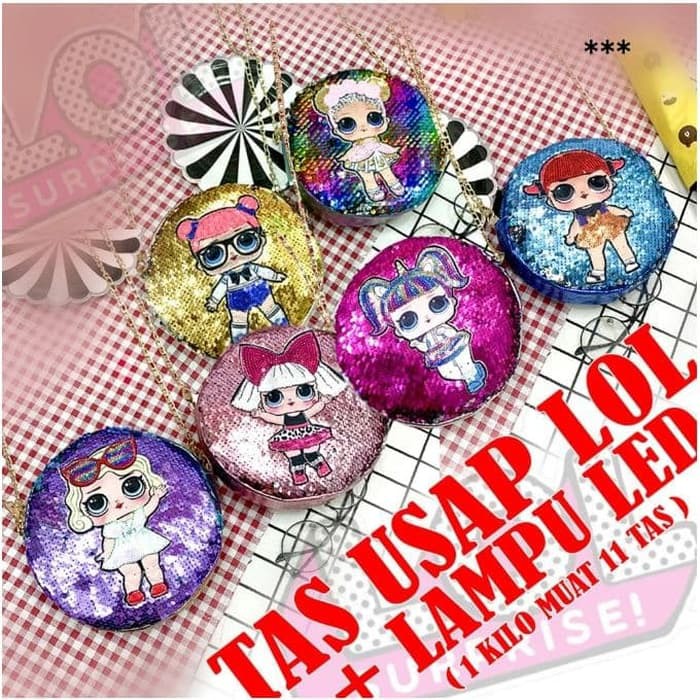 Promo Tas Squin Import Tas Selempang Anak Usap LOL Lucu ada LED Dewasa bisa - Empat Limited
