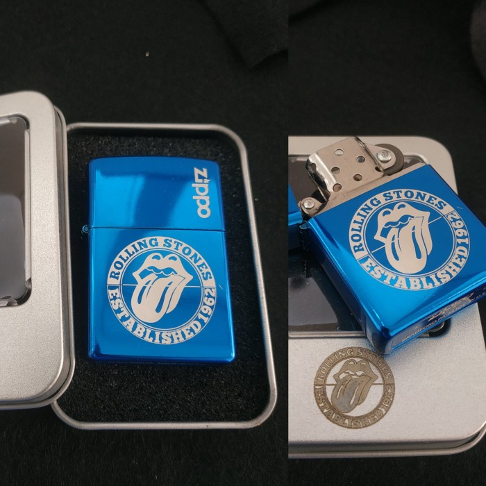 korek Zippo blue ice rolling stones