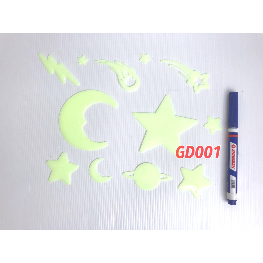 

GD001 - GD009 Sticker Glow in The Dark Lucu / Star / Bulan / Planet