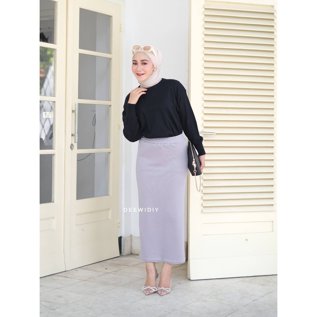 ROK SPAN KNIT PREMIUM / ROK SPAN RAJUT / ROK KERJA WANITA / FREYA SKIRT DEEWIDIY