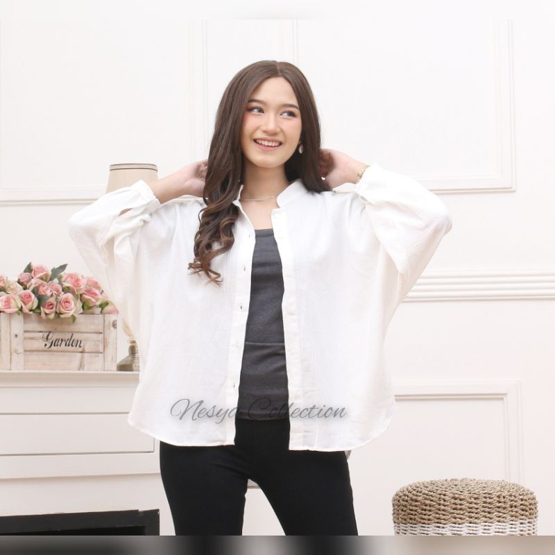 Tamara Batwing Shirt / Kemeja Outer Crinkle Linen