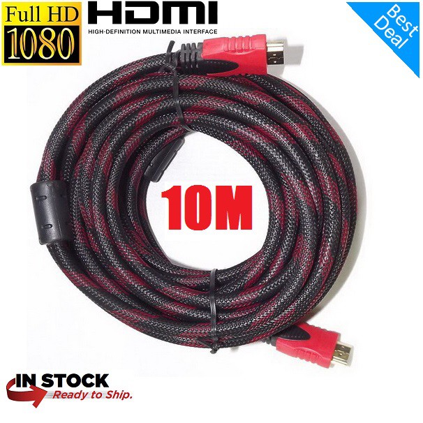 KABEL HDMI 10M SERAT JARING HDMI TO HDMI 10 M 1080P V1.4 3D HQ