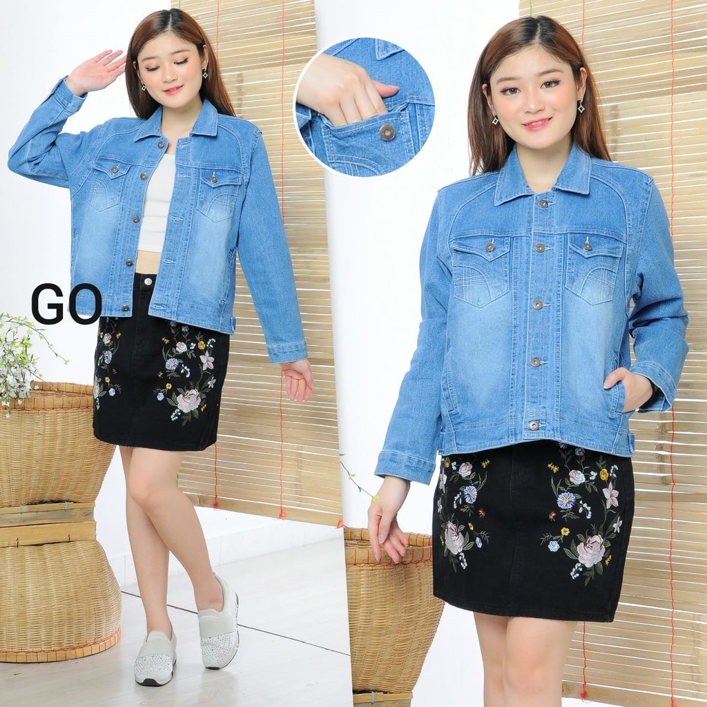 gof JAKET JEANS POLOS VENESIA Jaket Polos Cewek