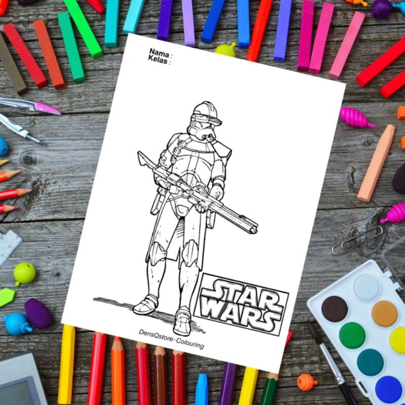 

Kertas Mewarnai Anak Tema Star Wars / Kertas Gambar (10 Lembar Gambar)