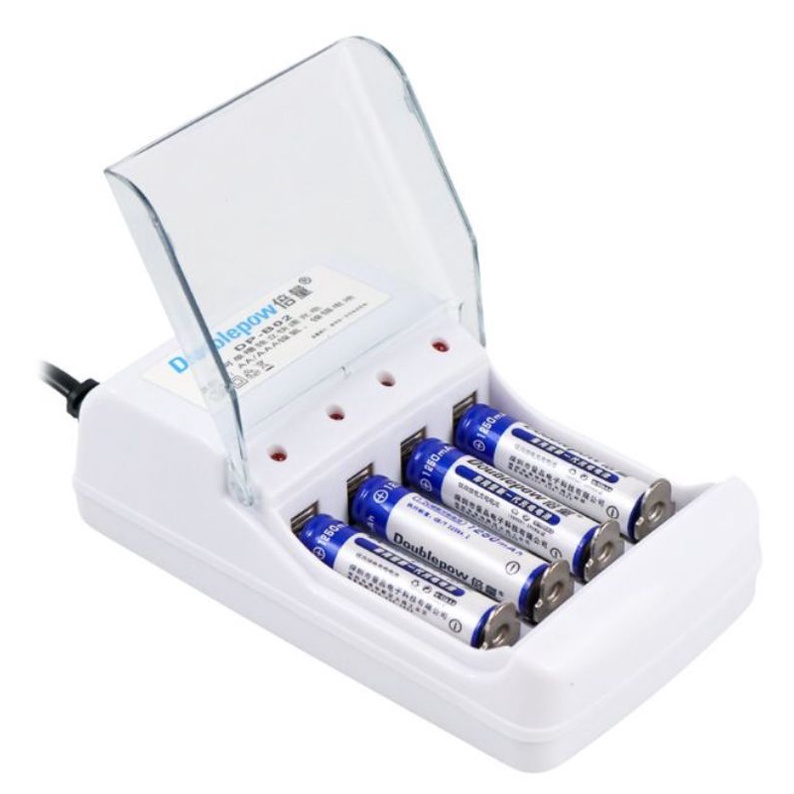 Doublepow Charger Baterai 4 Slot AS/AAA with 4 pcs AAA Battery Rechargeable 1250 mAH - DP - B02