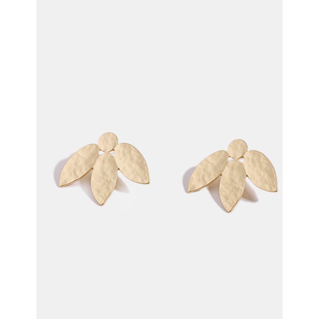 LRC Anting Tusuk Fashion Gold Leaf Alloy Earrings F78994