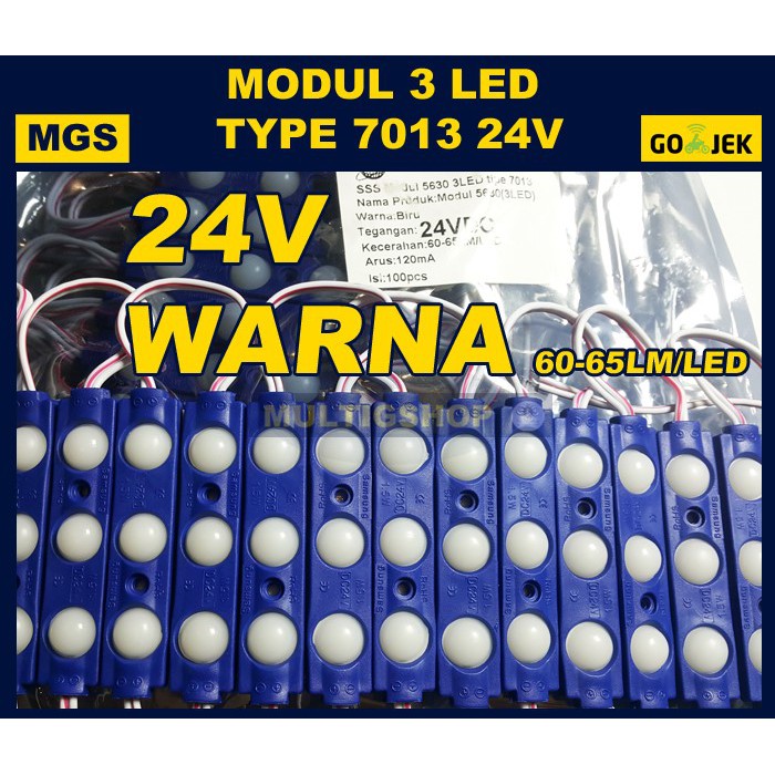 100Pcs Modul 3 LED 7013  24V - Warna