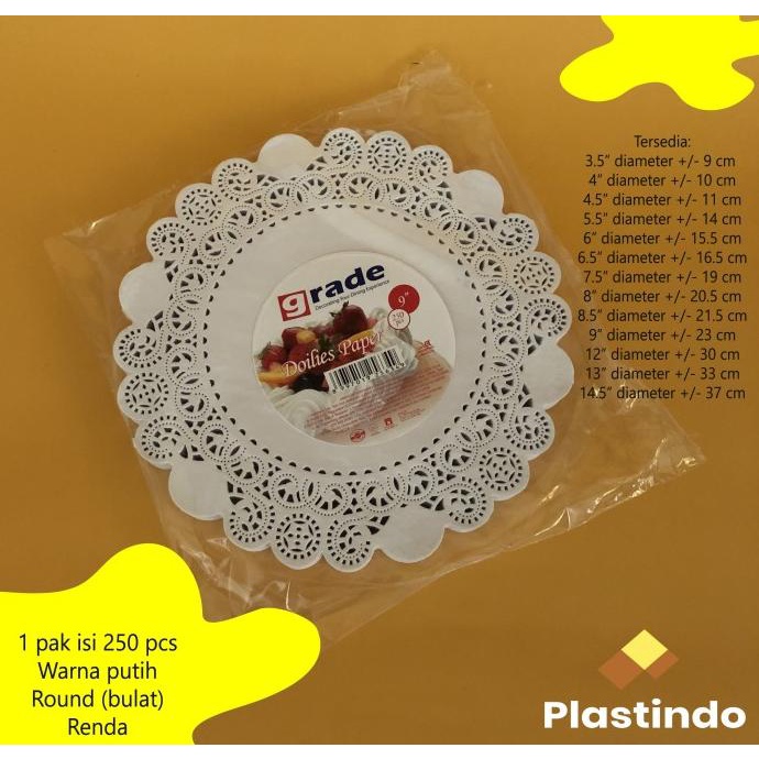 >*>*>*>*] kertas renda alas doilies - Doilies paper grade round 9'' putih