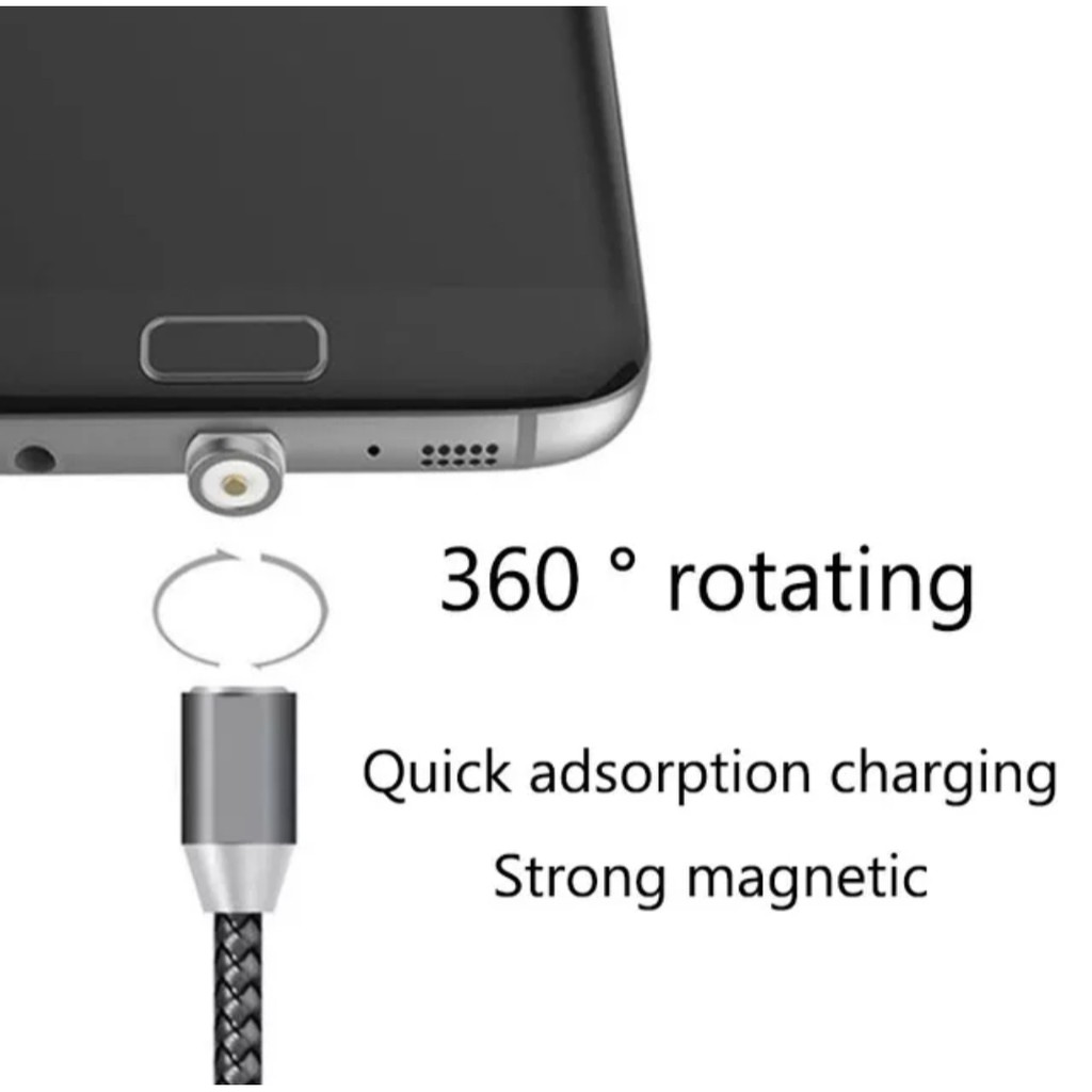 KABEL CHARGER MAGNETIK-2A Fast Charging-3 in 1-Iphone/Micro/TypeC-X Cable