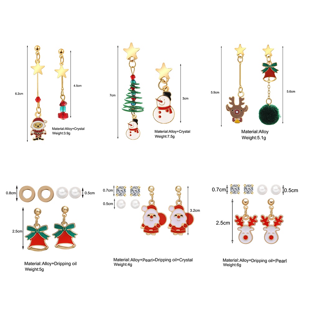 Anting Drop Desain Kartun Rusa Natal Bahan Alloy