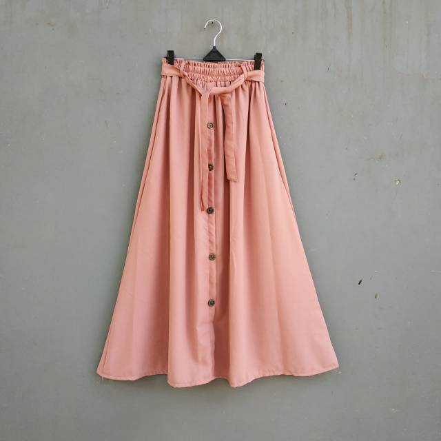 KOREAN WOLLY SKIRT ROK  KANCING ROK  PANJANG  ROK  LEBAR 