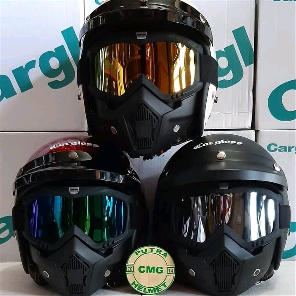 Paket Helm Cargloss Retro Google Mask Shopee Indonesia