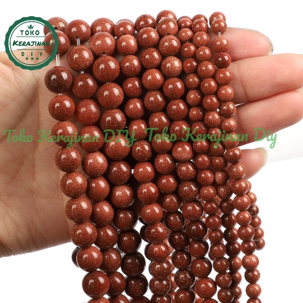 Bahan Gelang Batu Alam Pasir Emas 6mm 8mm 10mm Untuk Kerajinan Craft dan DIY