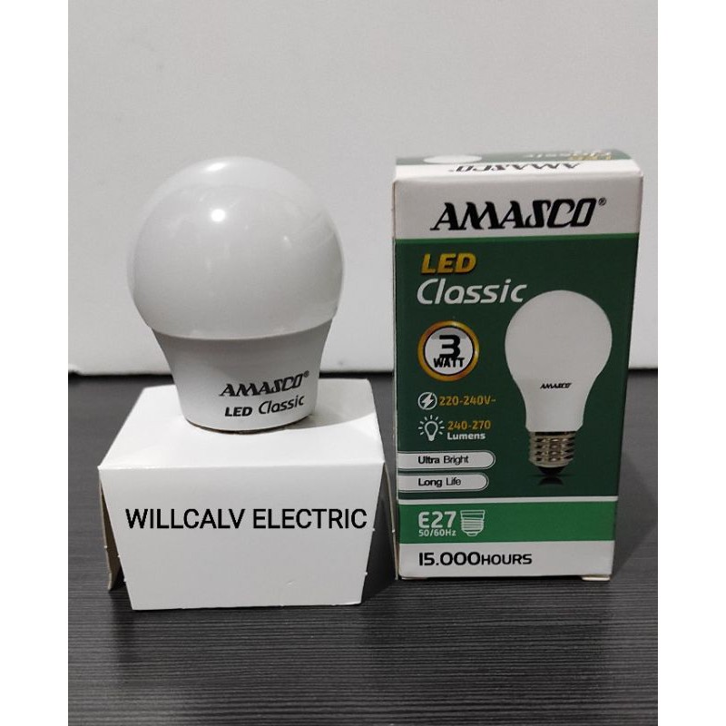 LAMPU LED AMASCO CLASSIC 3W 3WATT 3 WATT CAHAYA PUTIH