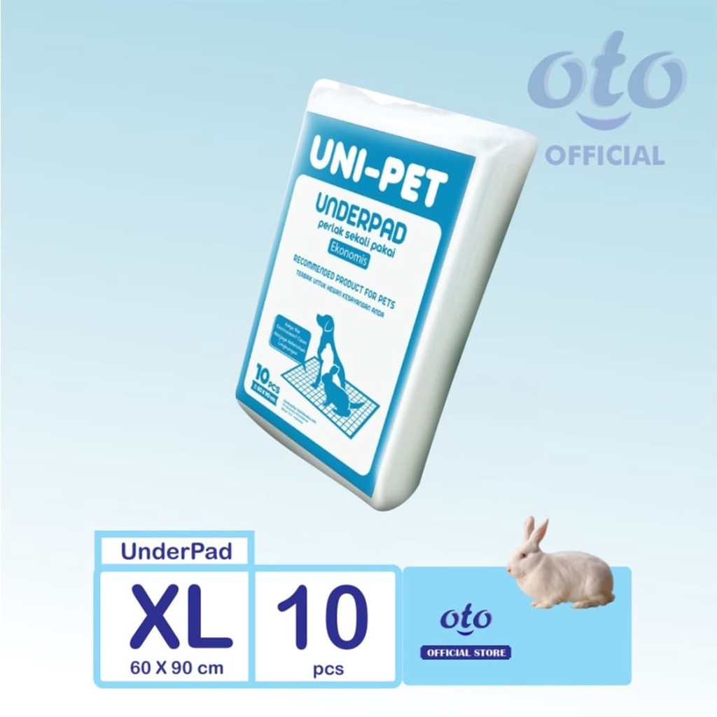 Unipet Underpad Perlak alas pipis anjing kucing kelinci training pad alas kandang size 60x90