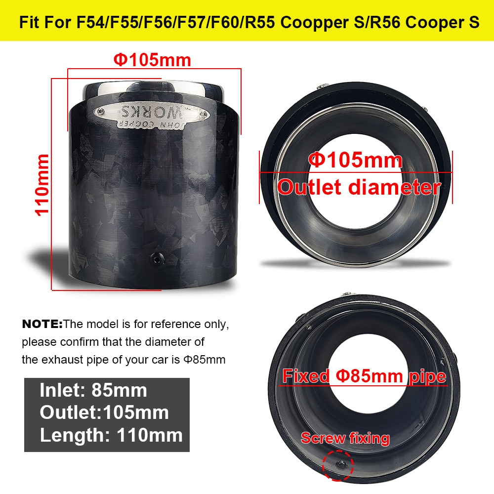 1pc Pipa Knalpot Mini Cooper Bahan Karbon Fiber Untuk F54 / F55 / F56 / F57 / F60 / R55