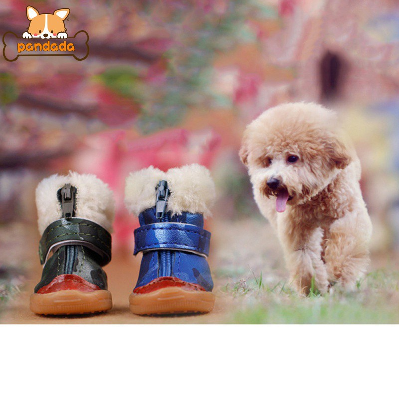 4pcs Sepatu Peliharaan Anjing Pelindung Cakar Anti Slip Nyaman