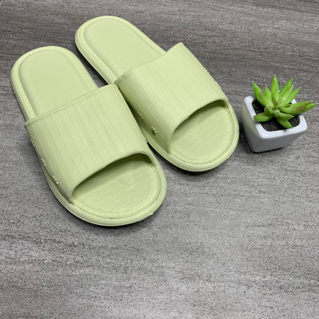 HC Sandal Slop Karet Polos 6500 Sendal Rumah Berkualitas Motif Garis Zigzag Sendal Kamar Mandi EVA Empuk Sendal Karet Couple Garis Home Slipper Anti Slip Wanita Pria Gaya Korea Murah Import-HIJAU